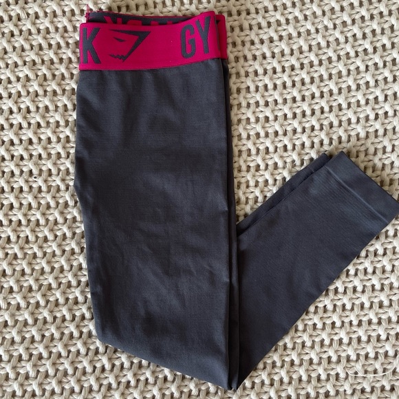 Gymshark Pants - Gymshark Full Length Grey and Hot Pink Workout seamless activewear Leggings